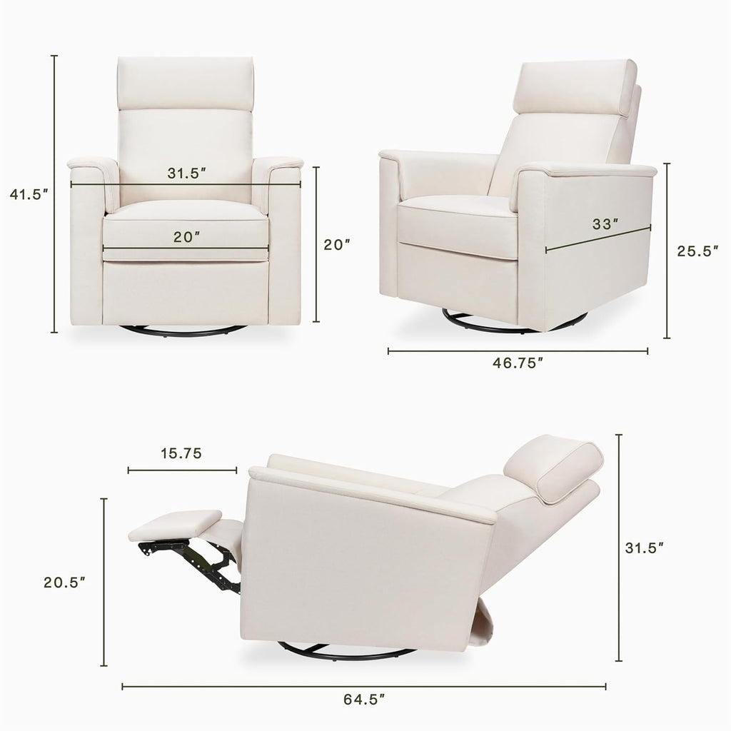 Namesake Willa Pro Power Recliner and Swivel Glider in Performance Cream Eco-Weave, Built-in USB Charging Port, Adjustable Headrest and Lumbar Support | Greenguard Gold and CertiPUR-US® Certified