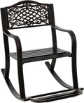Giantex Patio Rocking Chair, Outdoor Cast Aluminum Rocker w/Footrest, Backrest & Curved Armrests, Heavy-Duty Metal Classic Rocking Leisure Seat for Backyard, Poolside, Balcony (Antique Brown,1)