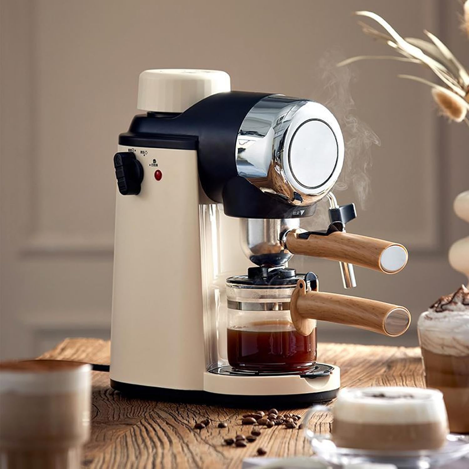 Espresso Coffee Maker, Traditional Barista Pump Espresso Machine, Semi Automatic Espresso Machine, with Steam Frother, 5 Bar Pressure Pump, Room