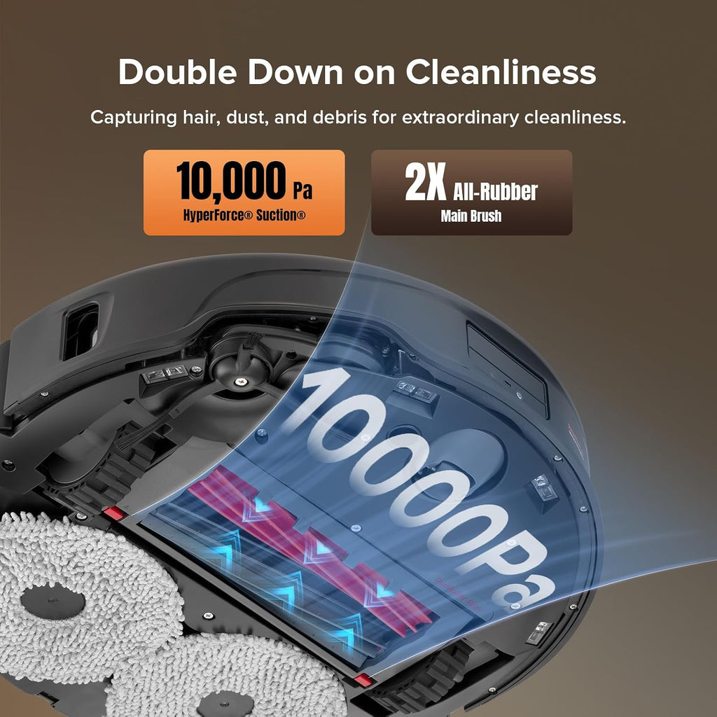 roborock Qrevo Master Robot Vacuum and Mop Combo, 10,000Pa Suction, FlexiArm Design Side Brush & Mop, Self-Emptying&Refilling, Dock Self-Cleaning, Black (Renewed)