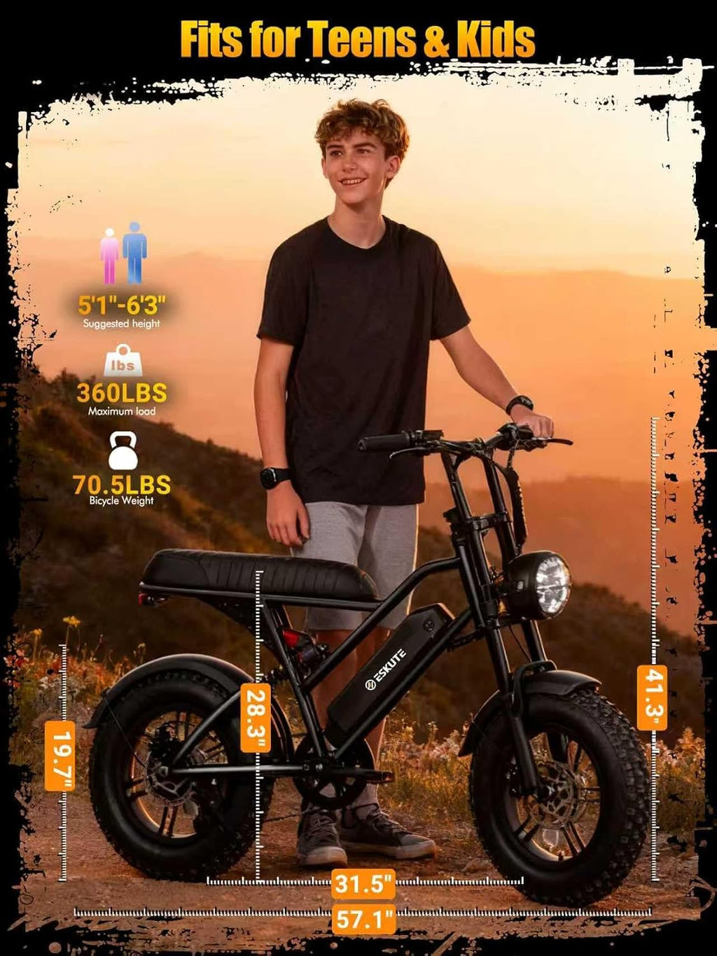 Elecby 1500W Peak Electric Bike for Adults, 28MPH 48V 13Ah Removable Battery, 60 Mile Range, 16'x4.0' Fat Tire, 7-Speed E-Bike with Dual Suspension – Commuter Ebike for Men & Women