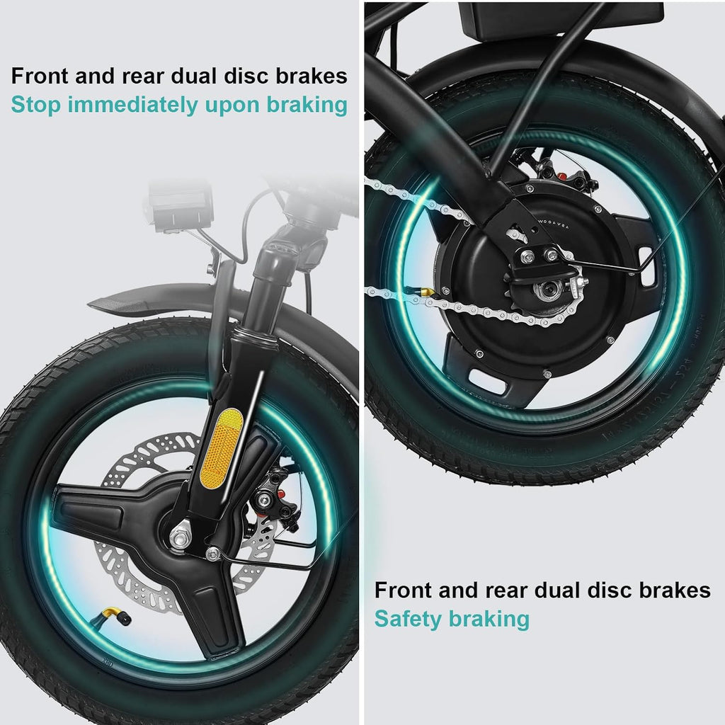 Electric Bike for Adults Teens, Folding Ebike,Commuter City Foldable E Bike with 560W Motor and 48V 10Ah Battery, 24MPH Speed Pedals Assist, Dual Disc Brakes,14' Compact Electric Bicycle with Basket