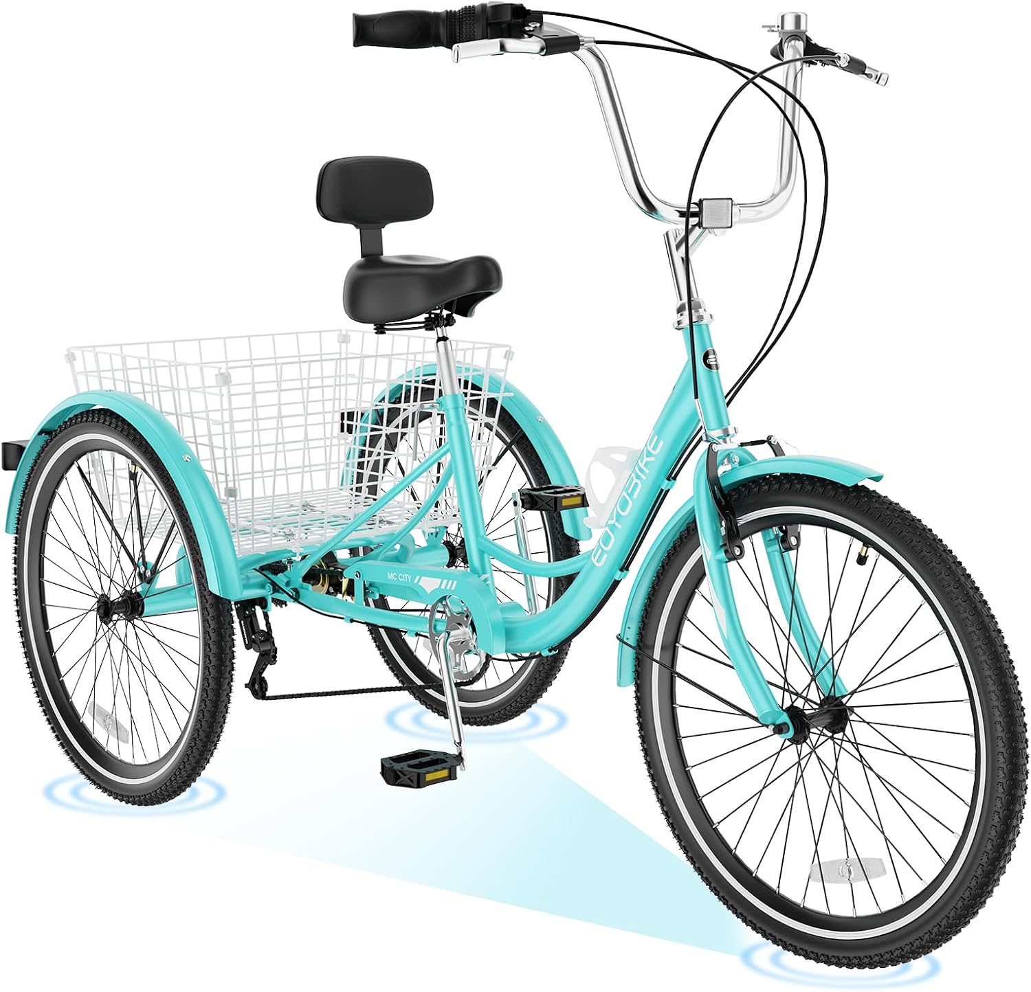 ABORON Adults Tricycle, 3 Wheels Bike for Adult, Tricycle for Adults, Double-Wall Wheel Rims, Tricycle for Women Men Exercise Outdoor Sports