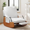 Furniliving Modern Glider Rocking Chair, Upholstered Nursery Glider Chair with Adjustable Recline & Retractable Footrest, Comfortable Lounge Chair for Mom Nursery Living Room Bedroom White