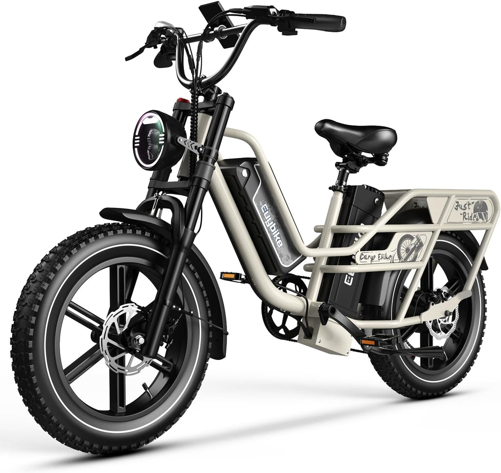 Dual Battery Electric Bike for Adults, Cargo Ebike with 48V 60AH Removable Battery Up to 160 Miles, 1450W Peak Motor Electric Bicycle, 20' x 4' Fat Tire 7 Speed Hydraulic Disc Brakes E Bike