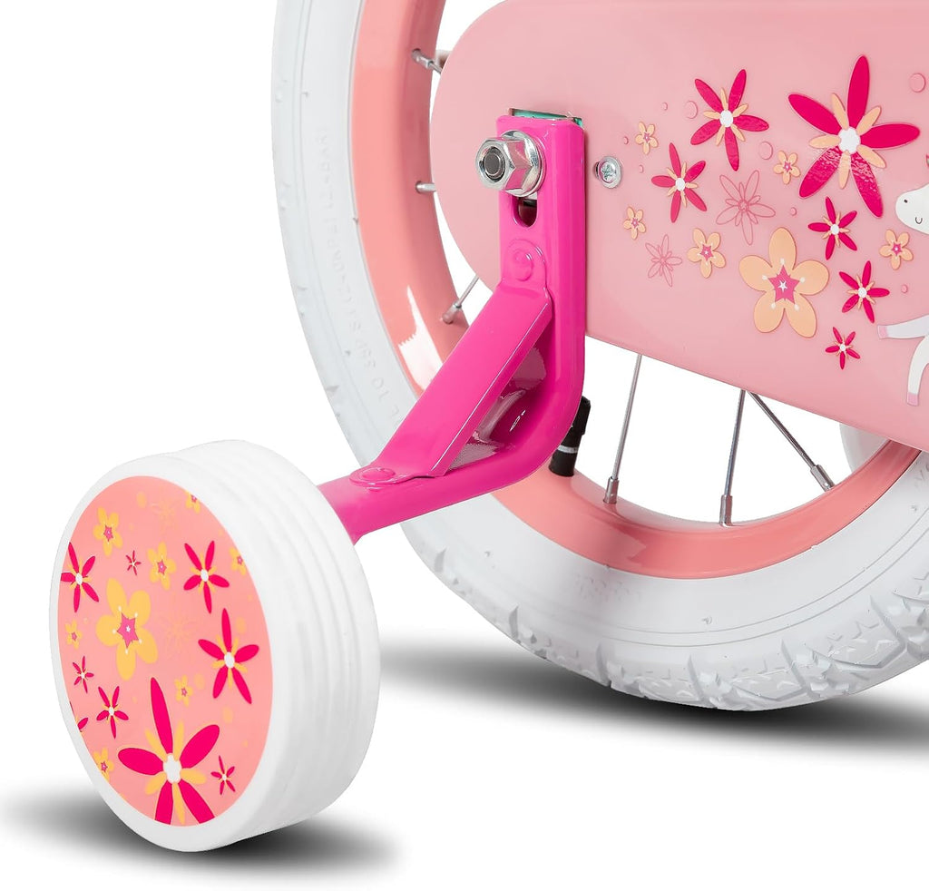 JOYSTAR Unicorn Kids Bike for Girls Ages 2-9 Years Old, 12 14 16 18 Inch Kids Bike with Training Wheels, Doll Seat, Streamers and Basket, Toddler Girl Bicycle, Multiple Colors