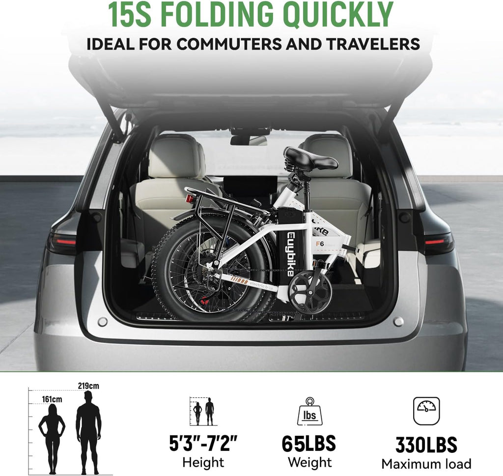 1000W Folding Electric Bike,48V 20AH Removable Battery E Bike,80 Miles Max Range Electric Bike for Adults,20' Fat Tire Foldable ebike,Adult Electric Bicycle for Commute Beach Snow
