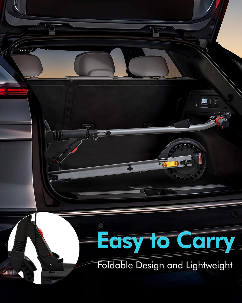 QnQ Electric Scooter 500W Peak Motor, 12 Miles Range & 15 MPH, 8' Flat-Free Tires, UL Certified, Foldable Electric Scooter for Adults, Teens and Big Kids