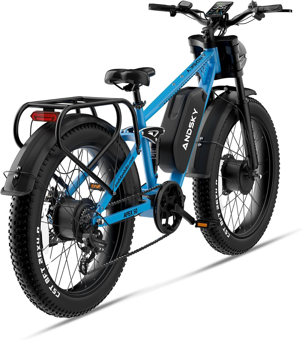 9000W Peak Dual Motor Electric Bike for Adults, 52V/48V 26' Fat Tire Full Suspension, 40-47MPH & 110 Miles, Hydraulic Brakes, UL2849