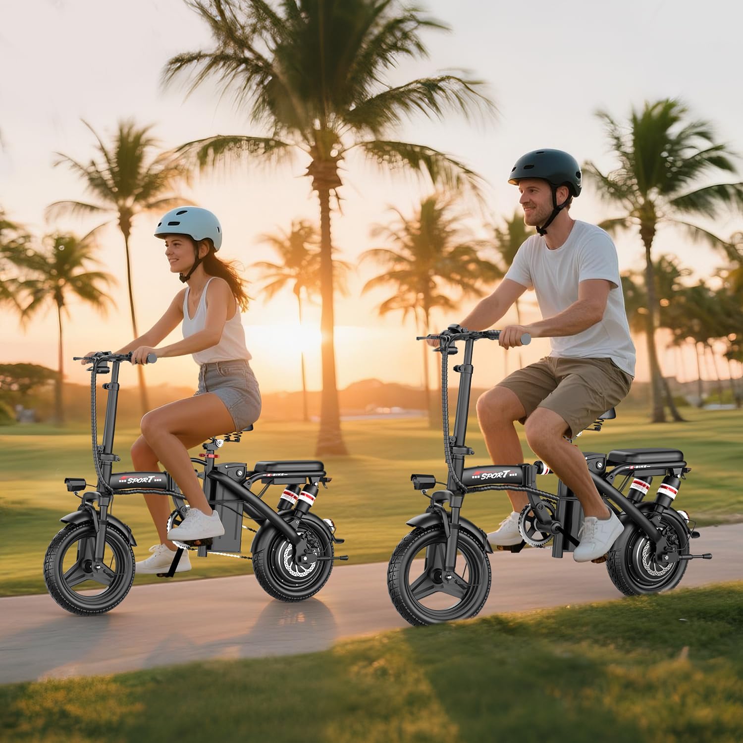 AZHAR Foldable Electric Bike for Adults Teens, 1200W Peak Motor, Up to 25 MPH, 45 Miles PAS Range, Dual Suspension, 14' Tires, 3-Speed Modes, Compact & Portable Electric Mini Bike, Commuting Ebike