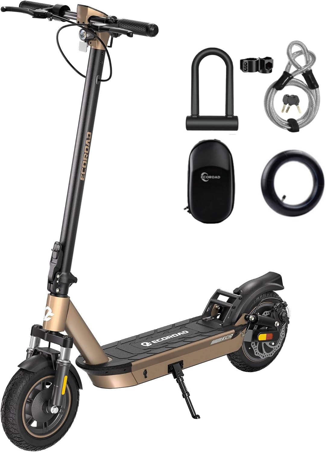 ECOROAD EC10 Electric Scooter for Adults, 750W Motor & 25 MPH & 32 Miles Long Range, 10' Tires with Dual Suspension, Foldable Commuting E Scooter with App Control