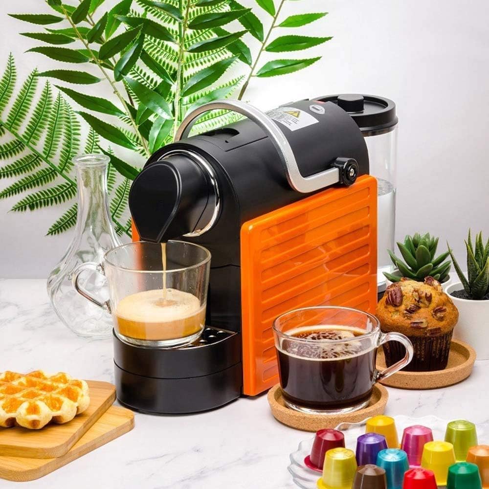 Coffee Machines Fully Automatic Coffee Machine Espresso Machine Home Office One-Button Start 37x13x22cm (Orange)