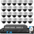 4COVR 32 Channel Security Camera System PoE with Mic, 24Pcs 5MP IK10 Vandal-Proof Dome IP Camera IP67, AI Human Vehicle Detection, 4K UHD NVR 8TB HDD, Commercial Surveillance Outdoor, LY54AX5M3224