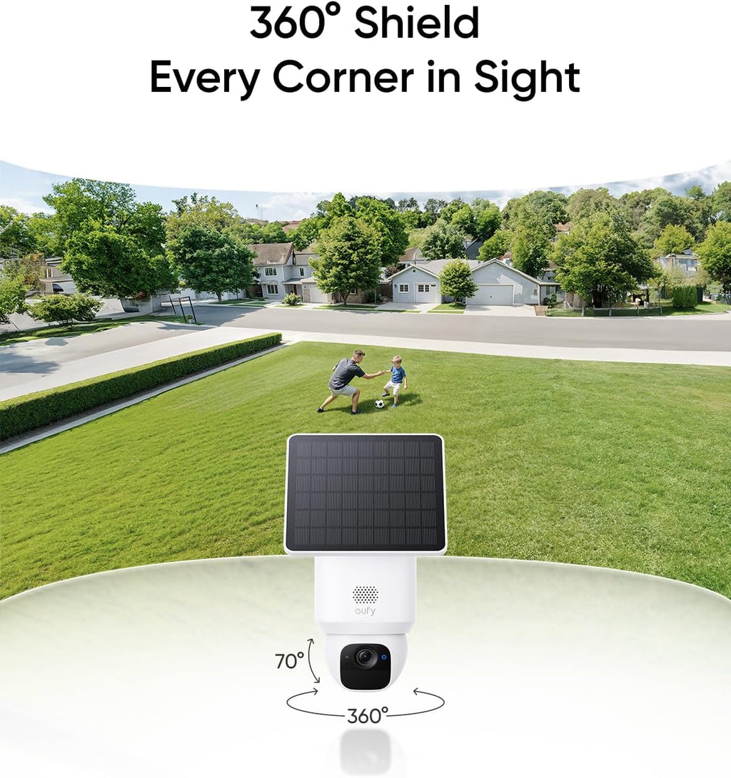 eufy Security SoloCam E30, 6-Cam Kit, Security Cameras Wireless Outdoor, Solar Camera Outdoor Wireless, 360° Pan, AI Tracking, 2K Clarity, No Monthly Fee