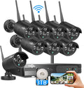 Hiseeu Wireless Security Camera System, 16CH NVR 5MP Outdoor WiFi Cameras, 8-Cam Kit, Plug-in Home Security System, Motion Detection, IP66, 3TB HDD, No Monthly Fees
