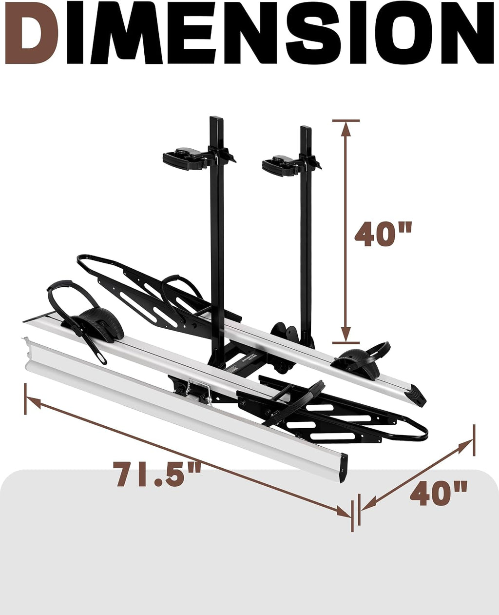 Young Hitch Mount Bike Rack with Ramp, 200 lbs. Capacity for 2 E-Bikes, Fat Tire and Standard, fits Cars, SUVs, RVs, Trailers with 2 Inch Receiver