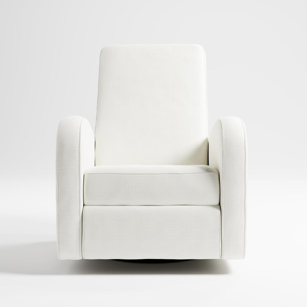 Storkcraft Santa Monica Power Recliner Swivel Glider (Ivory Basketweave) – Effortless Electronic Power Recline, USB-A & USB-C Charger