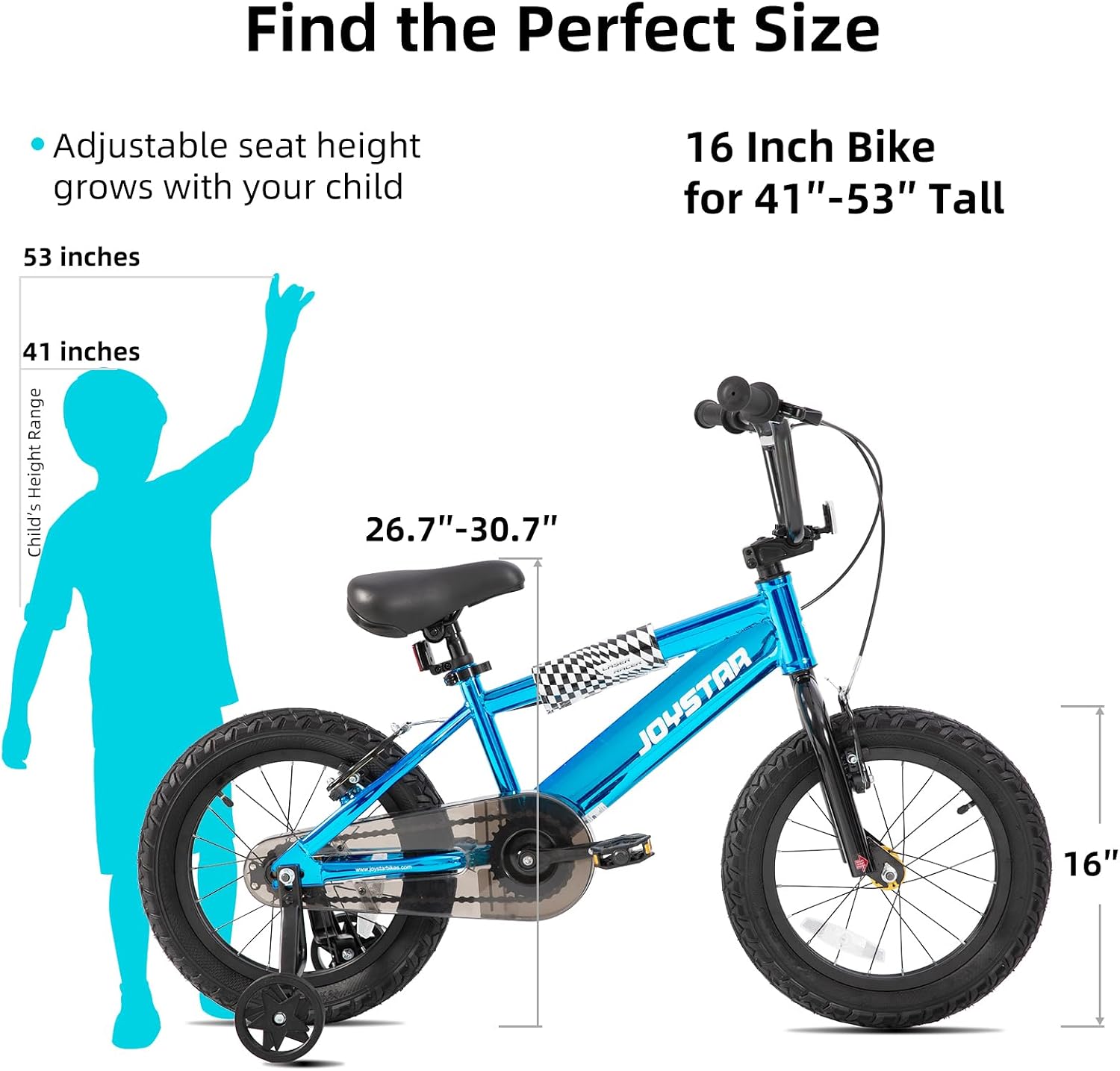 JOYSTAR Kids Bike for Ages 3-10 Years Old Boys Girls, 16 20 Inch BMX Style Kid's Bikes with Training Wheels & Metallic Colors, Children Bicycle