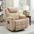 Flamaker Rocking Chair Recliner Chair with Massage Swivel Ergonomic Lounge Chair Classic Single Sofa with 2 Cup Holders Side Pockets Living Room Chair Home Theater Seat (Beige)