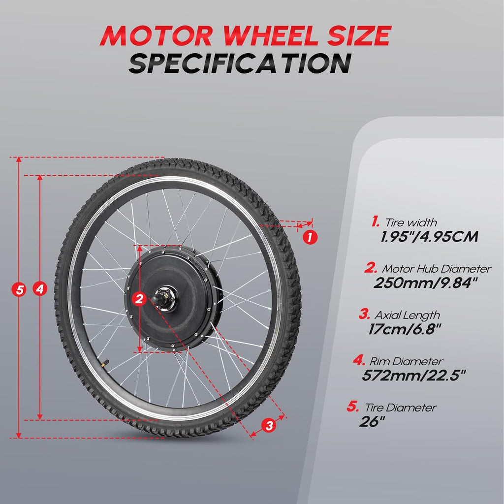 PEXMOR Electric Bike Conversion Kit, 48V 1200W 26' Rear Wheel E-Bike Hub Motor Kit, Upgrade 3 Mode Controller with PAS/Twist Throttle with Battery Indicator Ebike Bicycle Wheel Kit