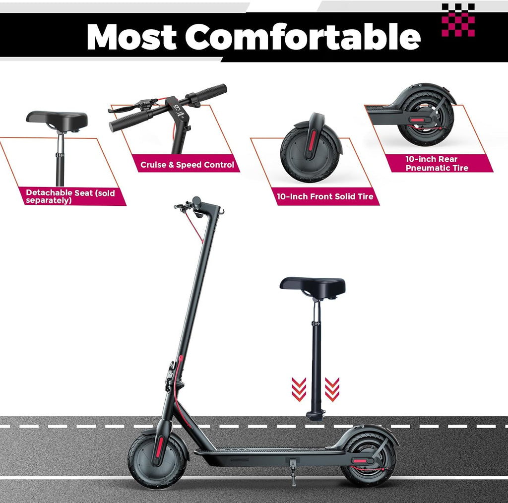 Windone Electric Scooter for Adults, 430W Peak Motor, 19MPH & 17-Mile Range, Foldable Commuter Scooter with 10' Shock-Absorbing Tires & Dual Braking System (UL 2272 Certified)