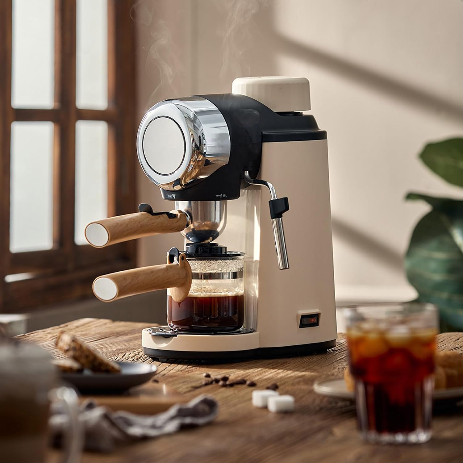 Espresso Coffee Maker, Traditional Barista Pump Espresso Machine, Semi Automatic Espresso Machine, with Steam Frother, 5 Bar Pressure Pump, Room