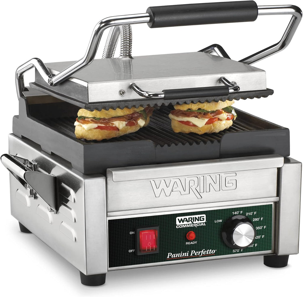 Waring Commercial WFG275 Full Sized 14' x 14' Flat Toasting Grill, 120V, 1800W, 5-15 Phase Plug