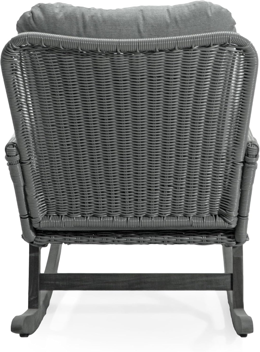 Christopher Knight Home Nadine Patio Rocking Chairs Set of 2, Wicker Rocker, Wood Rocking Chair, PE Rattan Wicker Chair, Rocking Chair with Cushions, Comfort Wicker Rocker for Backyard Balcony, Gray