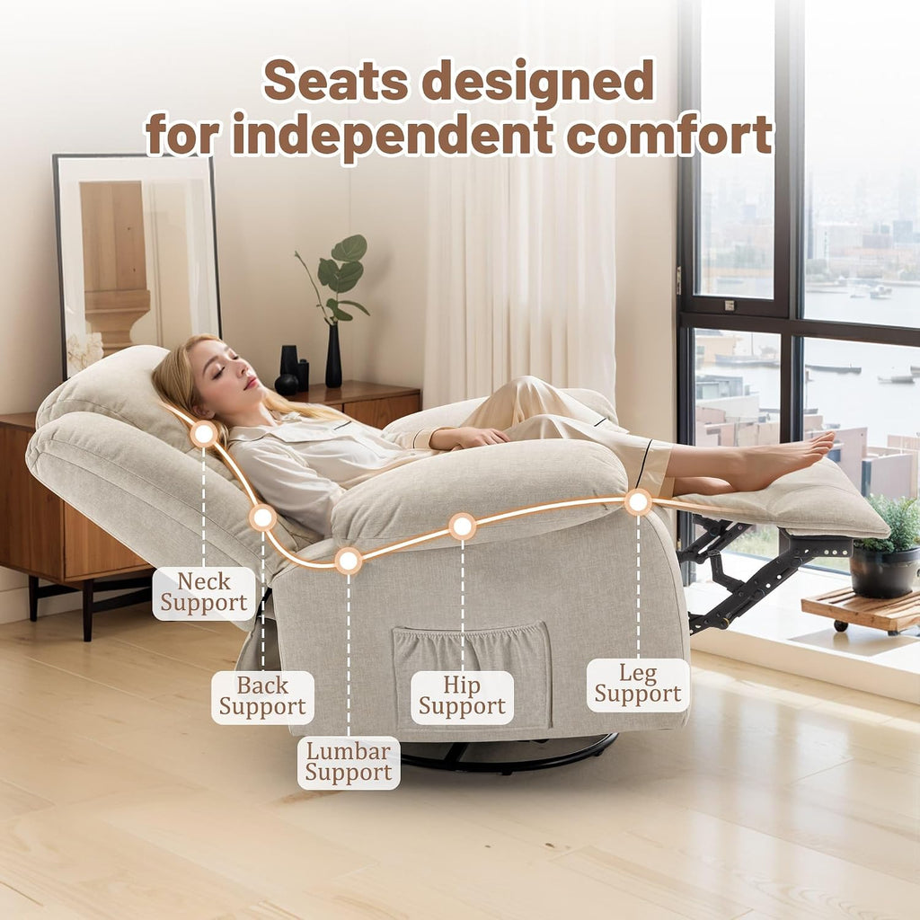 Korser Rocker Recliner Chairs for Adults, Oversized Recliner with Massage and Heating Function, 360° Swivel Nursery Rocking Chairs, Extra Wide Recliner Chair for Bedroom and Living Room