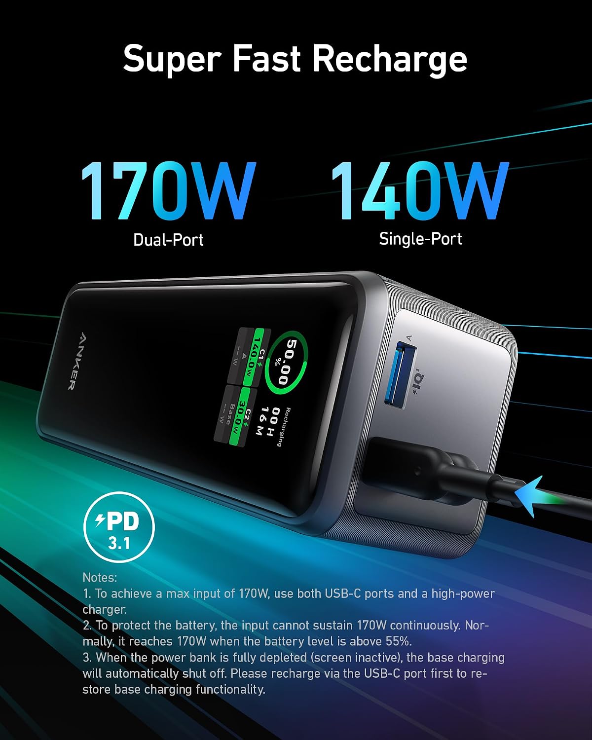 Anker Prime Charging Docking Station with 160W Max Output, 14 Ports, Dual 4K Displays with Anker Prime Power Bank, 27,650mAh 3-Port 250W Portable Charger for MacBook, iPhone, Samsung
