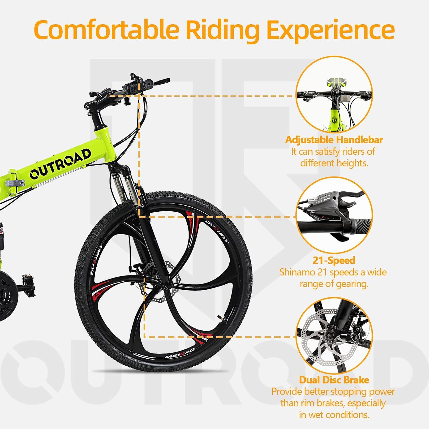 26 Inch Adult Folding Bikes/Mountain Bikes, 21 Speeds Mountain Bicycles with Full Suspension, Dual Disc Brake, High Carbon Steel Frame, Foldable Bike for Men/Women/Teen, Multiple Colors