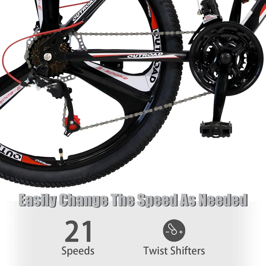 26 Inch Adult Folding Bikes/Mountain Bikes, 21 Speeds Mountain Bicycles with Full Suspension, Dual Disc Brake, High Carbon Steel Frame, Foldable Bike for Men/Women/Teen, Multiple Colors