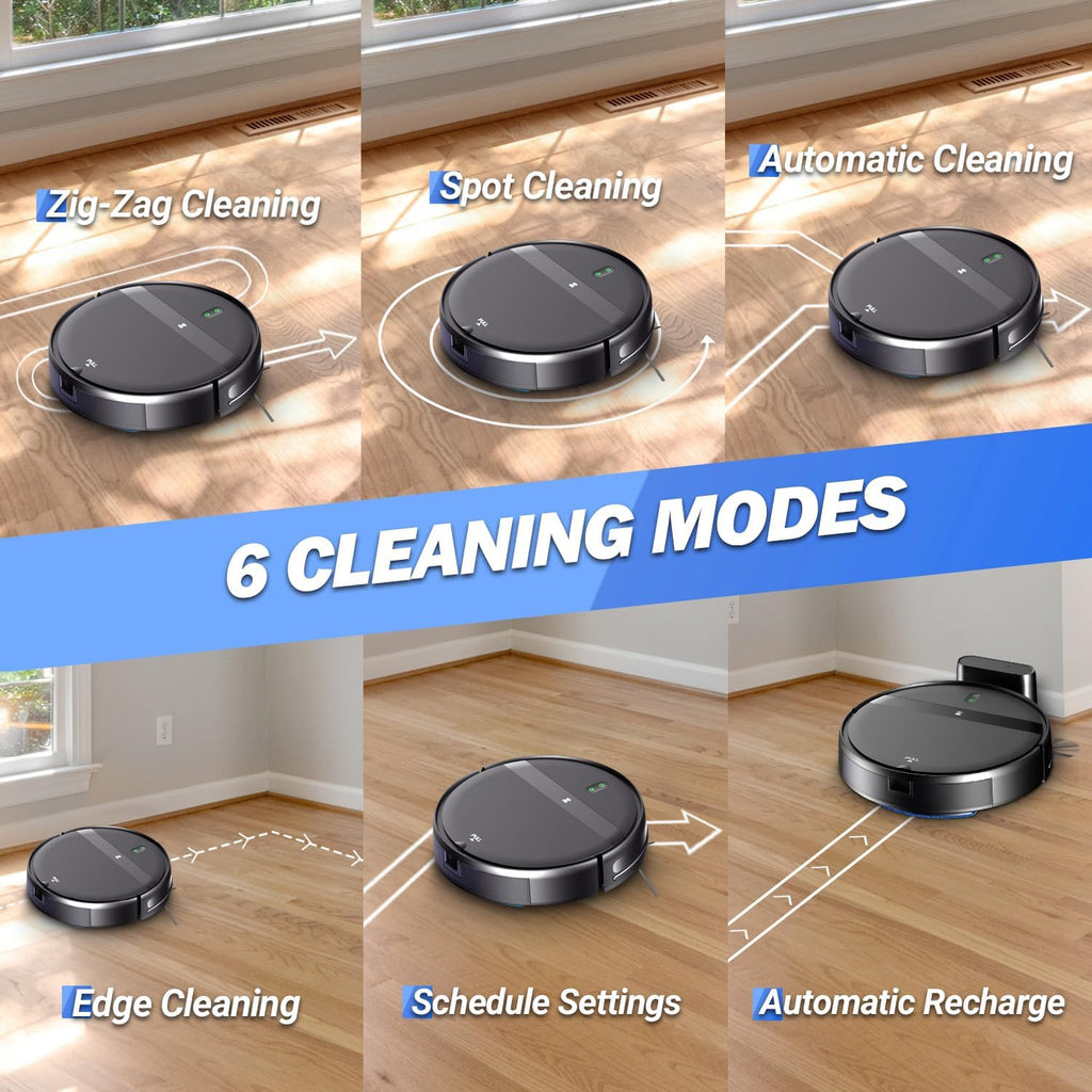 Kilgone Robotic Vacuum Cleaner 200mL Dustbin 230mL Tank for Hard Floors