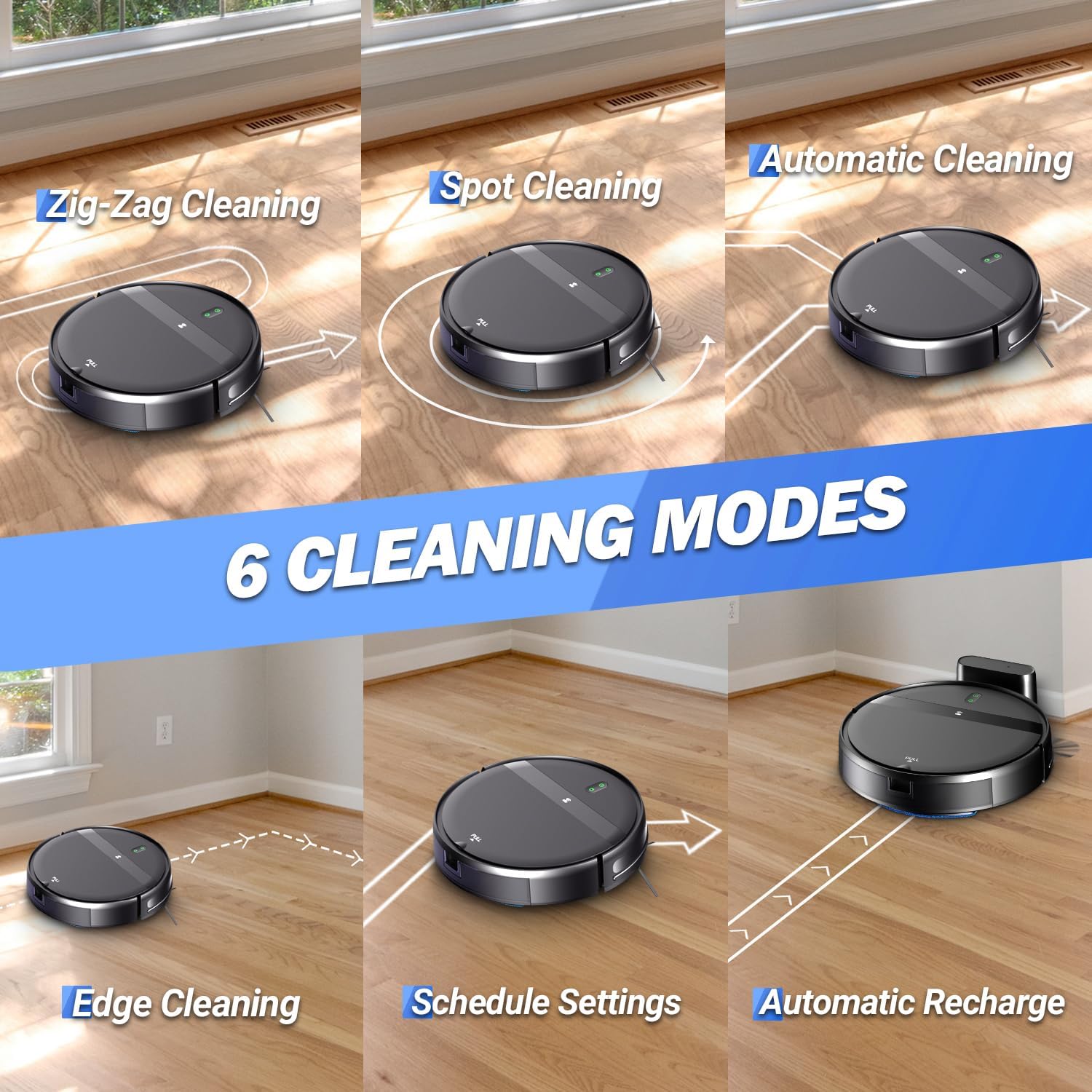Kilgone Robotic Vacuum Cleaner 200mL Dustbin 230mL Tank for Hard Floors