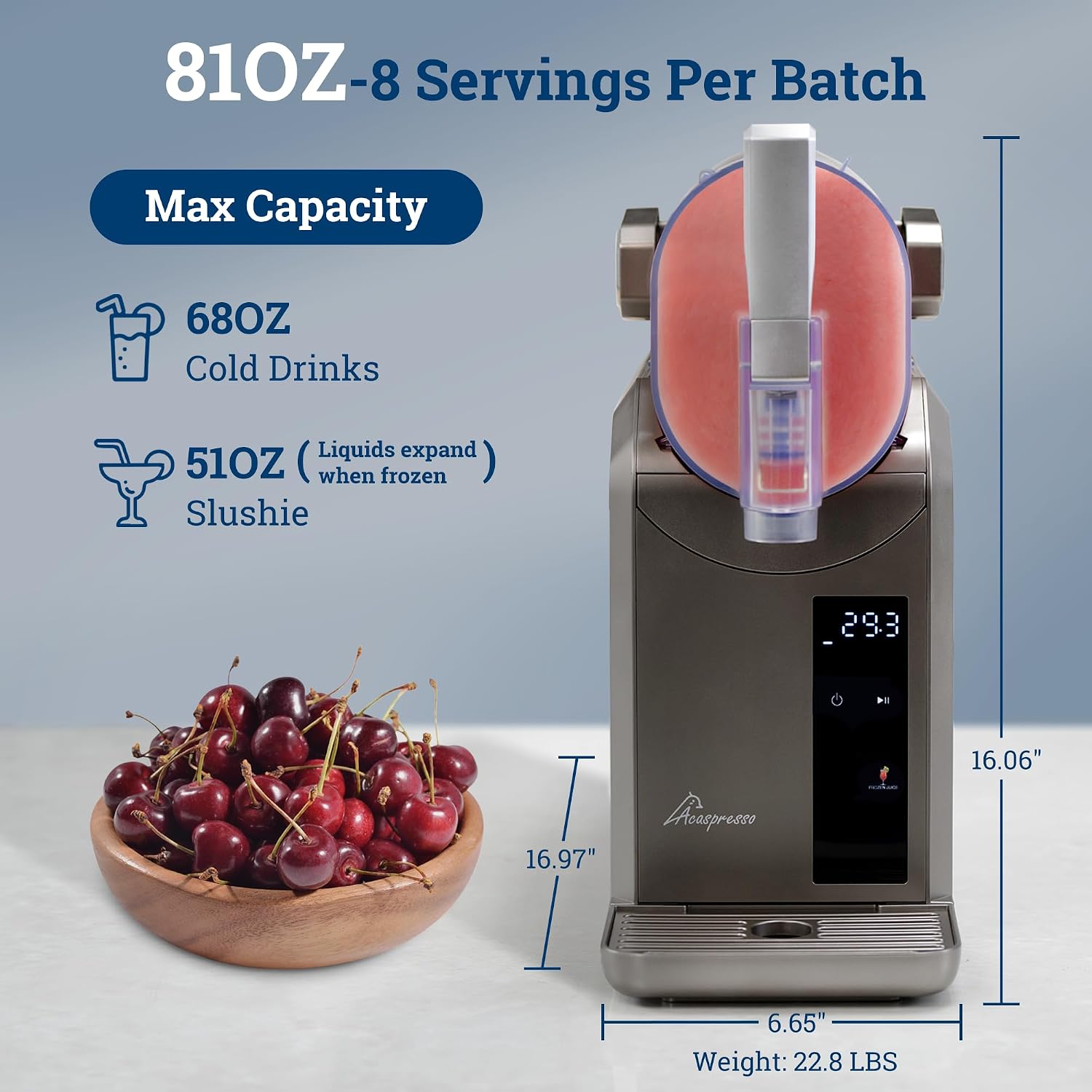Slushie Machine for Home, 81oz Frozen Drink Machine with 6 Preset Programs, 6 Hours Timer for Margarita, Slushie, Frappé and More, No Ice Needed, Easy To Use & Clean (Gunmetal)