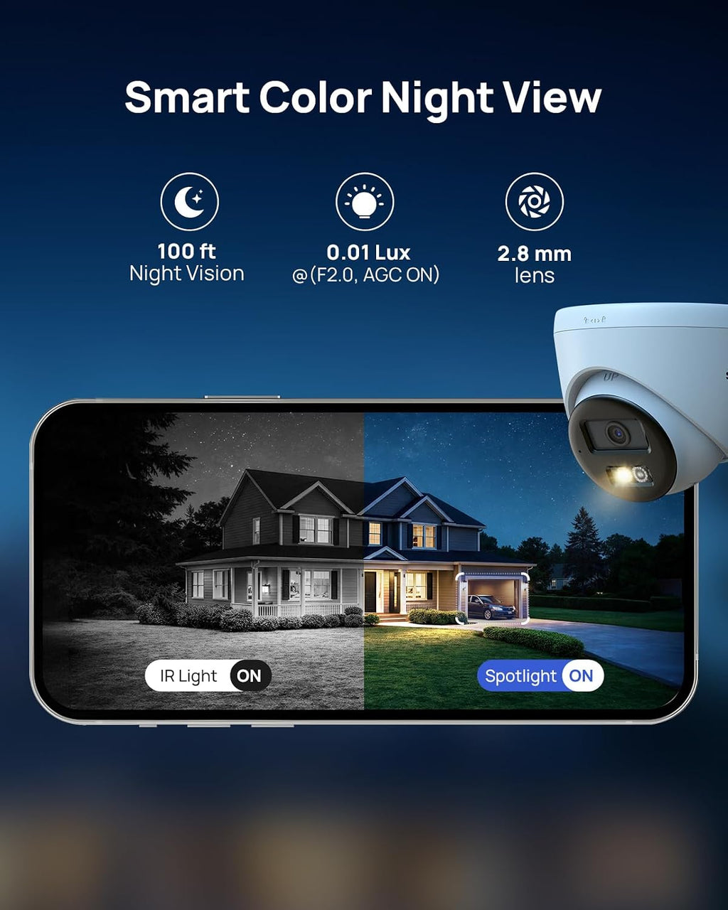 ANNKE C500 2Pcs 5MP IP Security Camera, Red and Blue Light Alarm, Color Night Vision, 2-Way Audio, Outdoor PoE Camera with H.265+, 120dB WDR, 3D DNR, Support Up to 512GB Micro SD, IP67, Remote Access