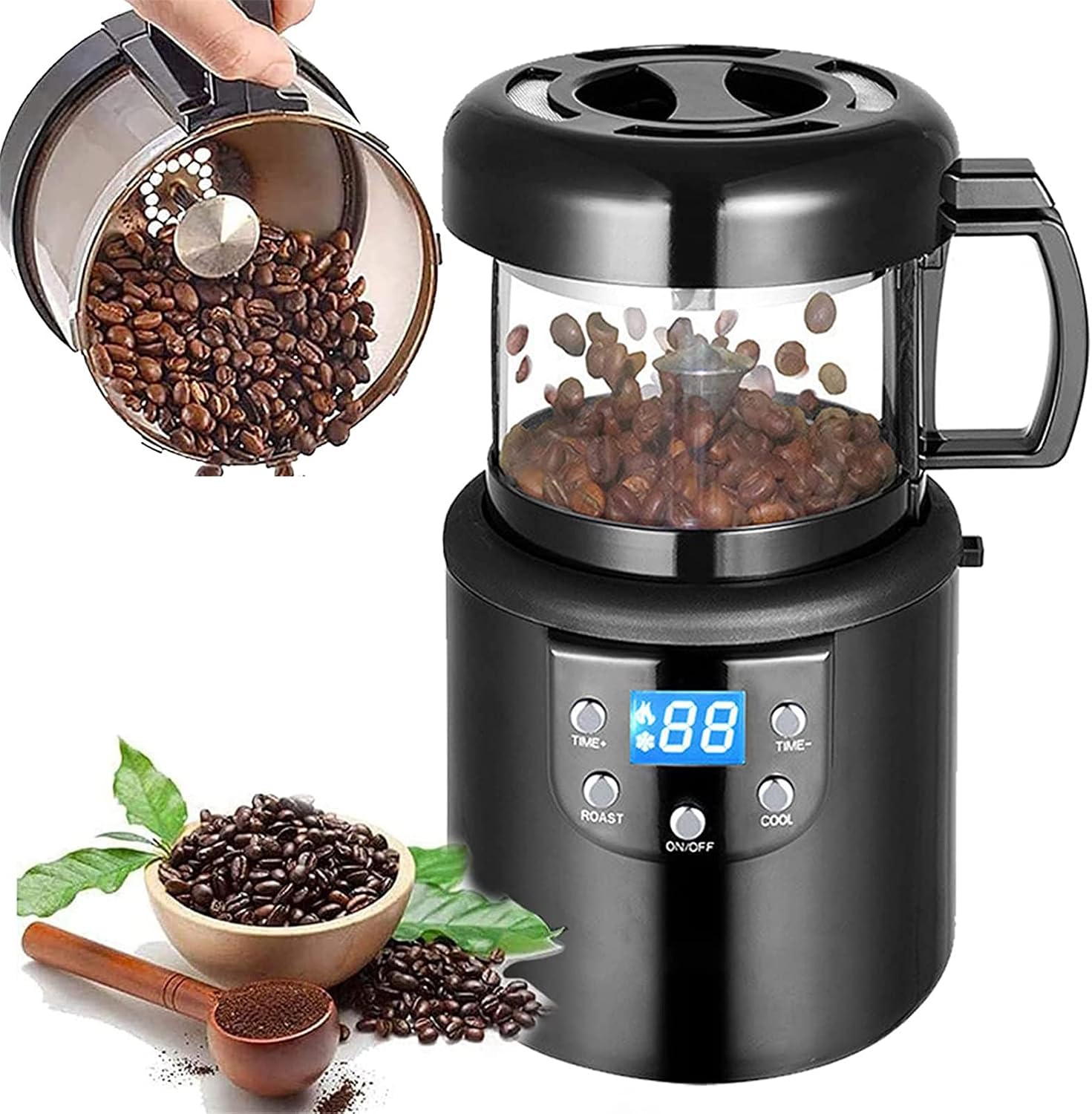 Coffee Machine Coffee Roaster Machine, 2 in 1 Baking & Cooling Machine, Electric No Smoke Coffee Beans Roasting Machine, Automatic Small Hot Air Coffee Roasters, Timing Roasting