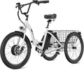 ANCHEER Electric Tricycle for Adults, 350W(Peak 550W) Etrike, 48V/499Wh Ebike, 24' Folding 3 Wheel Electric Trike, 15.5MPH & 55Miles Electric Bike, Rear Differential, Rear Basket