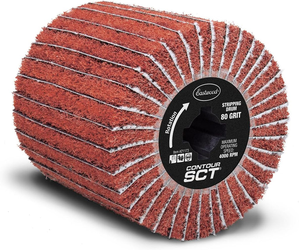 Eastwood Contour SCT Surface Conditioning Tool With Storage Rack | Heavy Duty Automotive Metal Preparation Tools Includes 120 Grit Finishing Drum 80 and 120 Grit Stripping Drums