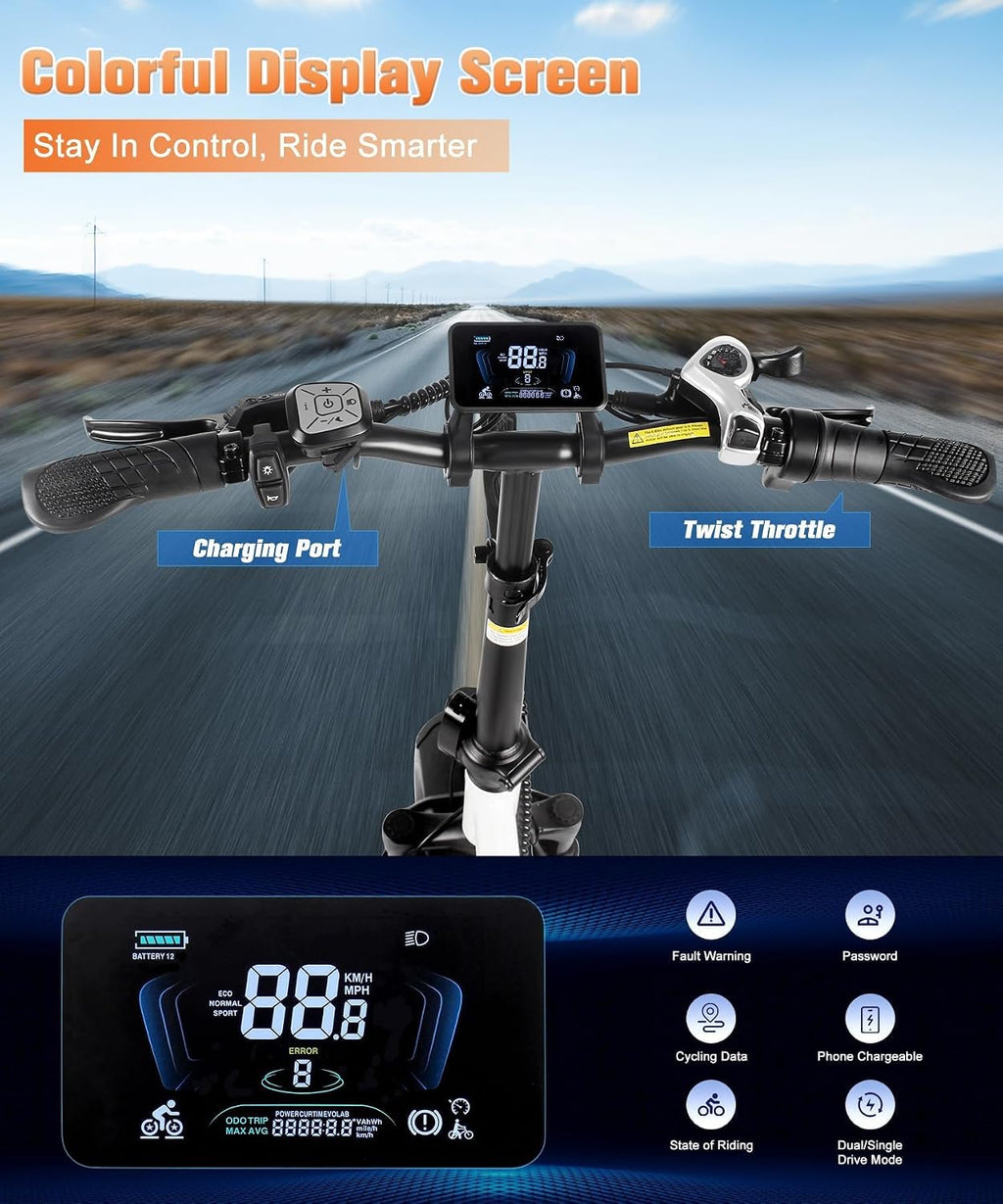 Wildeway 2000W Dual Motor Electric Bike SummitX 32Ah Battery E-Bike 90 Miles Long Range 28MPH Foldable 20x4.0 Fat Tire Ebike for Adult Hydraulic Brake Delivery Commuting Bicycle 2 Seat