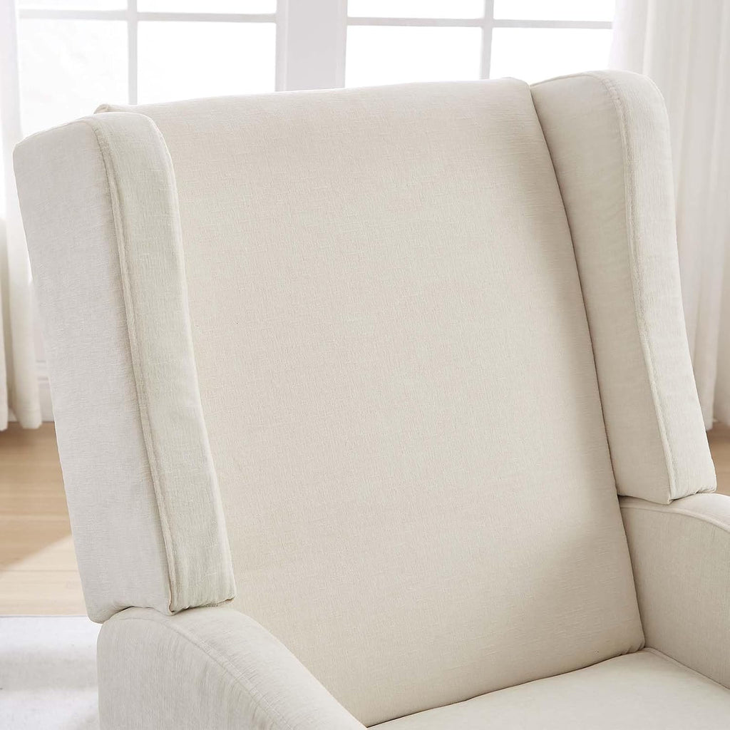 Nursery Glider Recliner Chair for Adults, Modern Swivel Rocker Recliners with Footrest, Comfy Chenille Rocking Chair Nursery for Living Room, Bedroom, Beige