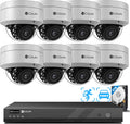 4COVR 12MP 16 Channel Security Camera System - Human Vehicle Detection, 16CH NVR with 4TB HDD, 8X 12MP IK10 Vandal-Proof Wired PoE IP Camera for Businesses, IP67 Outdoor, Remote Access, LY54AXAM1608