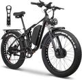 6000W Peak Electric Bike for Adults, 52V 32AH Dual Motor E-Bike, Up to 90Mile & 45 M P H All-Terrain Fat Tires Full Suspension 24/26 Inch Electric Bicycles Hydraulic Disc Brake for Road UL2849 by SGS
