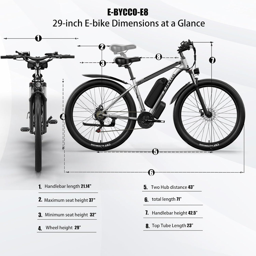 29 Inch Adult Commuter Electric Bike, 750 Watt/Peak 1000 Watt Motor 48V 17.5AH Removable Battery Electric Bike 29' x 2.1' 34MPH Electric Mountain Bike 21 Speed Gear Shift Electric Bike