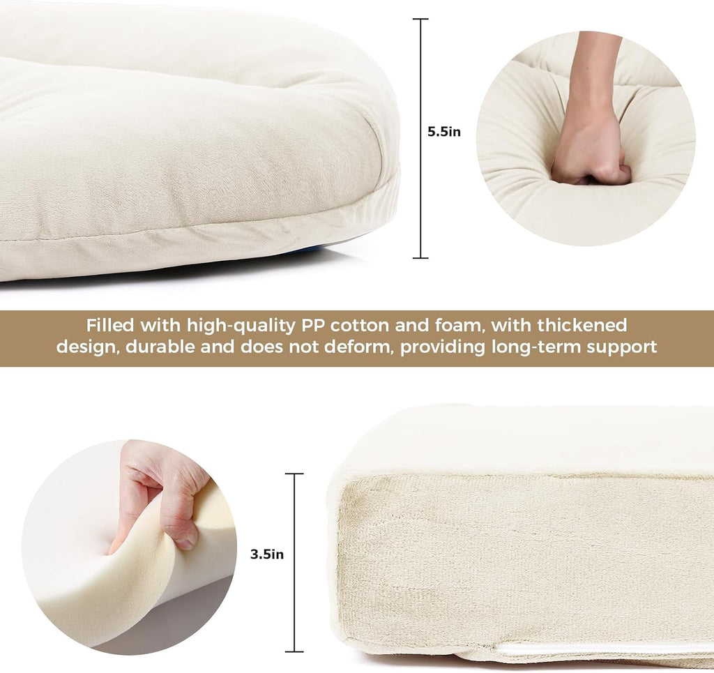 ANMINY 5pcs Glider Rocker Replacement Cushions Set - Thickened Velvet Glider Rocking Chair Cushions with 29 inch High Backrest & Side Pockets for Indoor Nursery, Washable & Non Slip, Beige