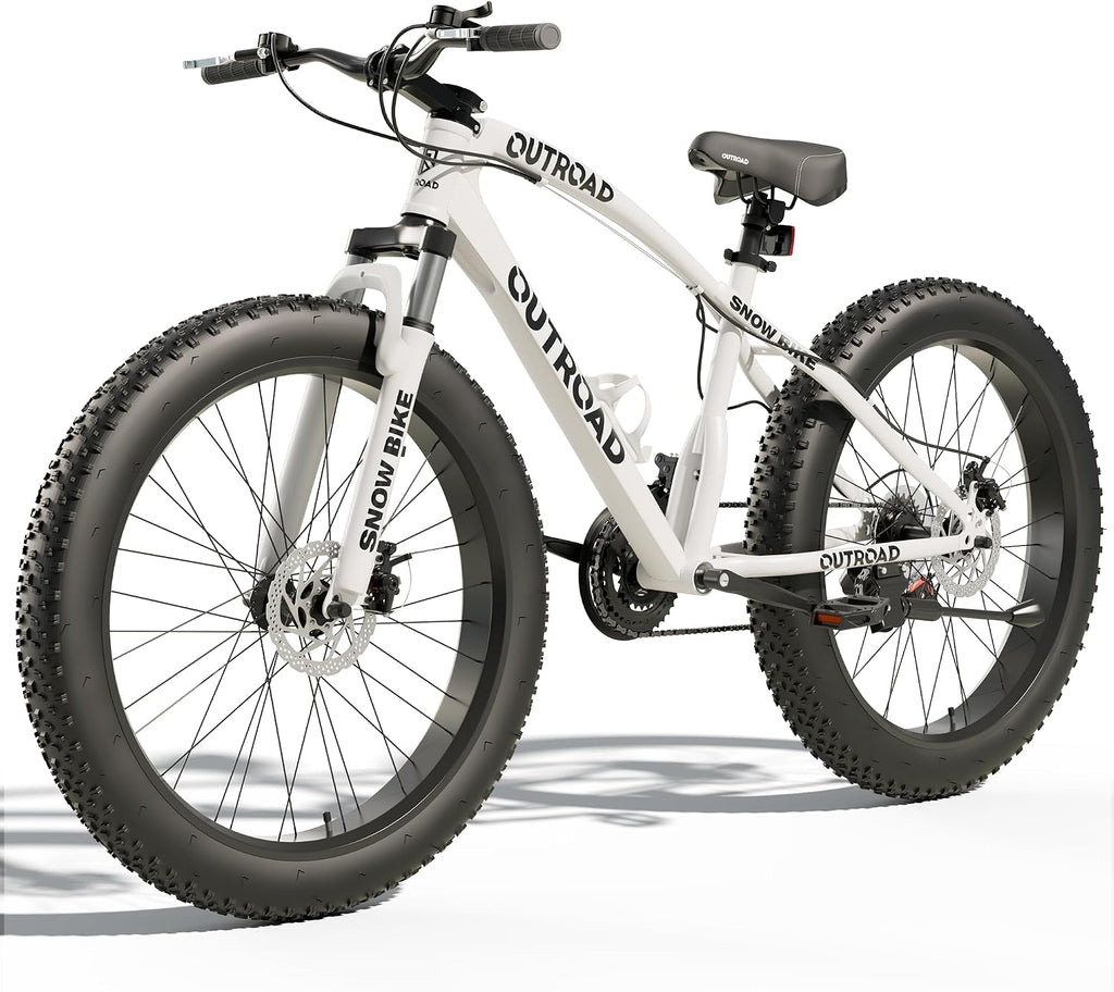 Betterland Outdoor 26 Inch Wheels Fat Tire Mountain Bike, 21-Speed Bicycle with Dual Front Suspension, High Carbon Steel Frame with Double Disc Brake and Anti-Slip Bicycle for Adults