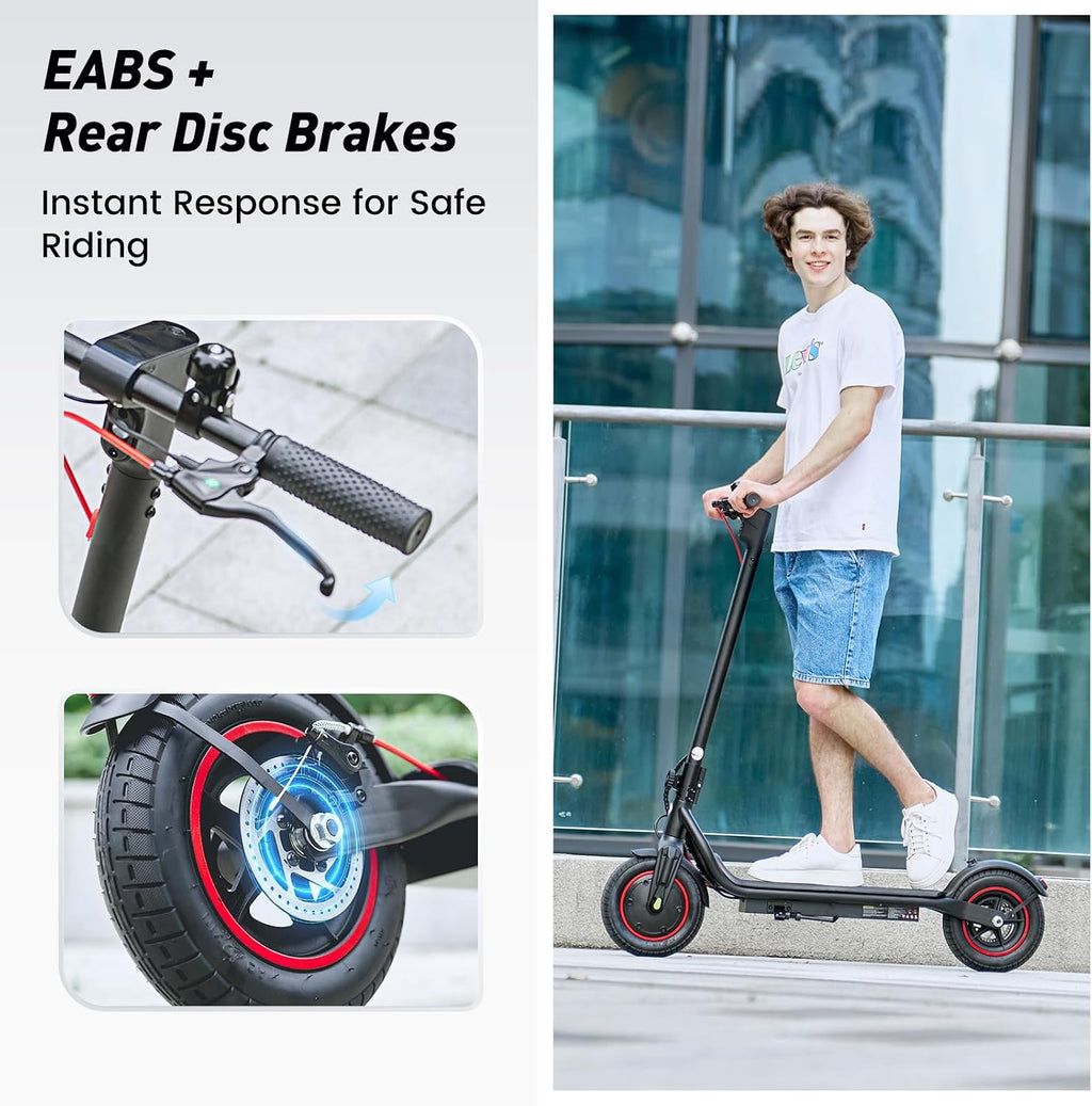 Electric Scooter, 28/22 Miles Range, 28/23 MPH Speed, 10' Tire, 1000/500W Powerful Motor, Disc Brake & Smart APP, with Lights, Portable Foldable Commuting Electric Scooter for Adults and Teens
