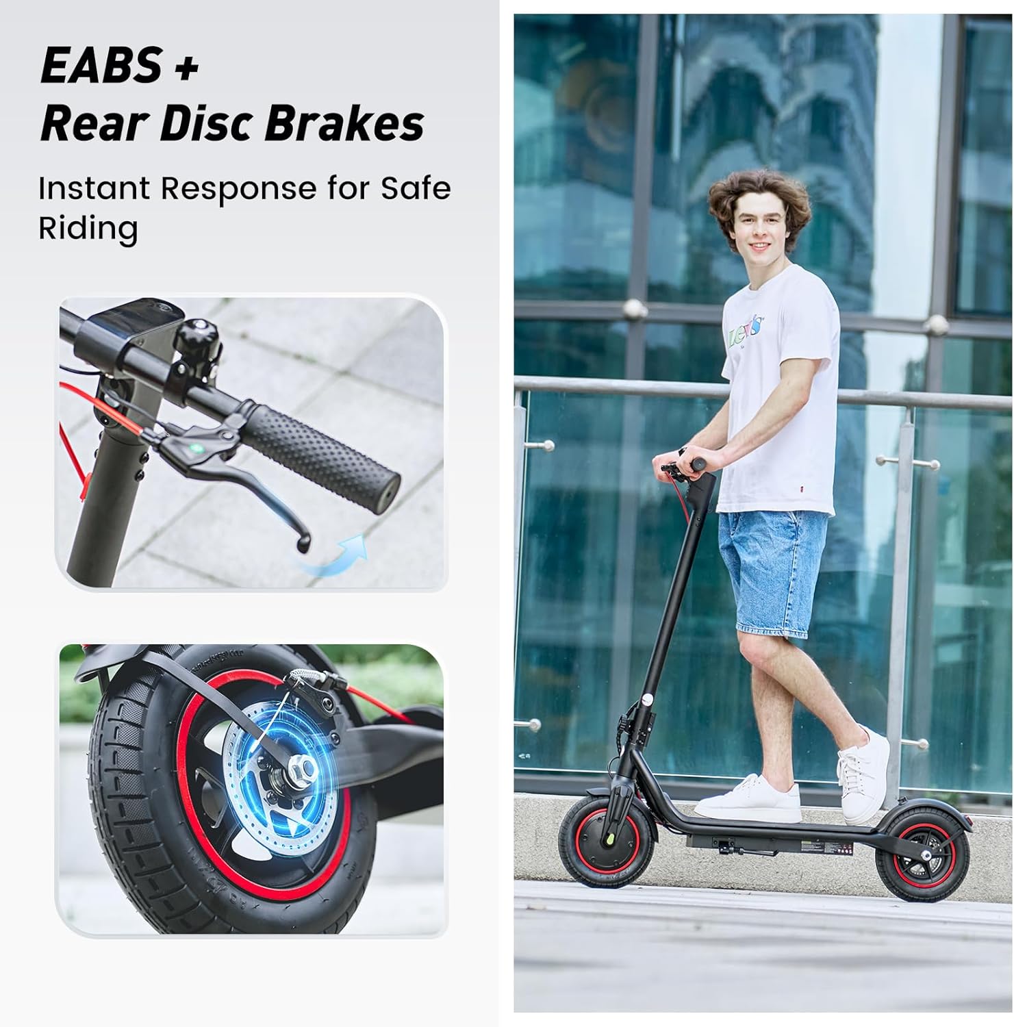 Electric Scooter, 23 Miles, 22 MPH Top Speed Electric Scooter for Adults, 500W Powerful Motor,10'/8.5' Pneumatic Tires Commuting Scooter, Foldable Escooter for Commuting & Campus Use