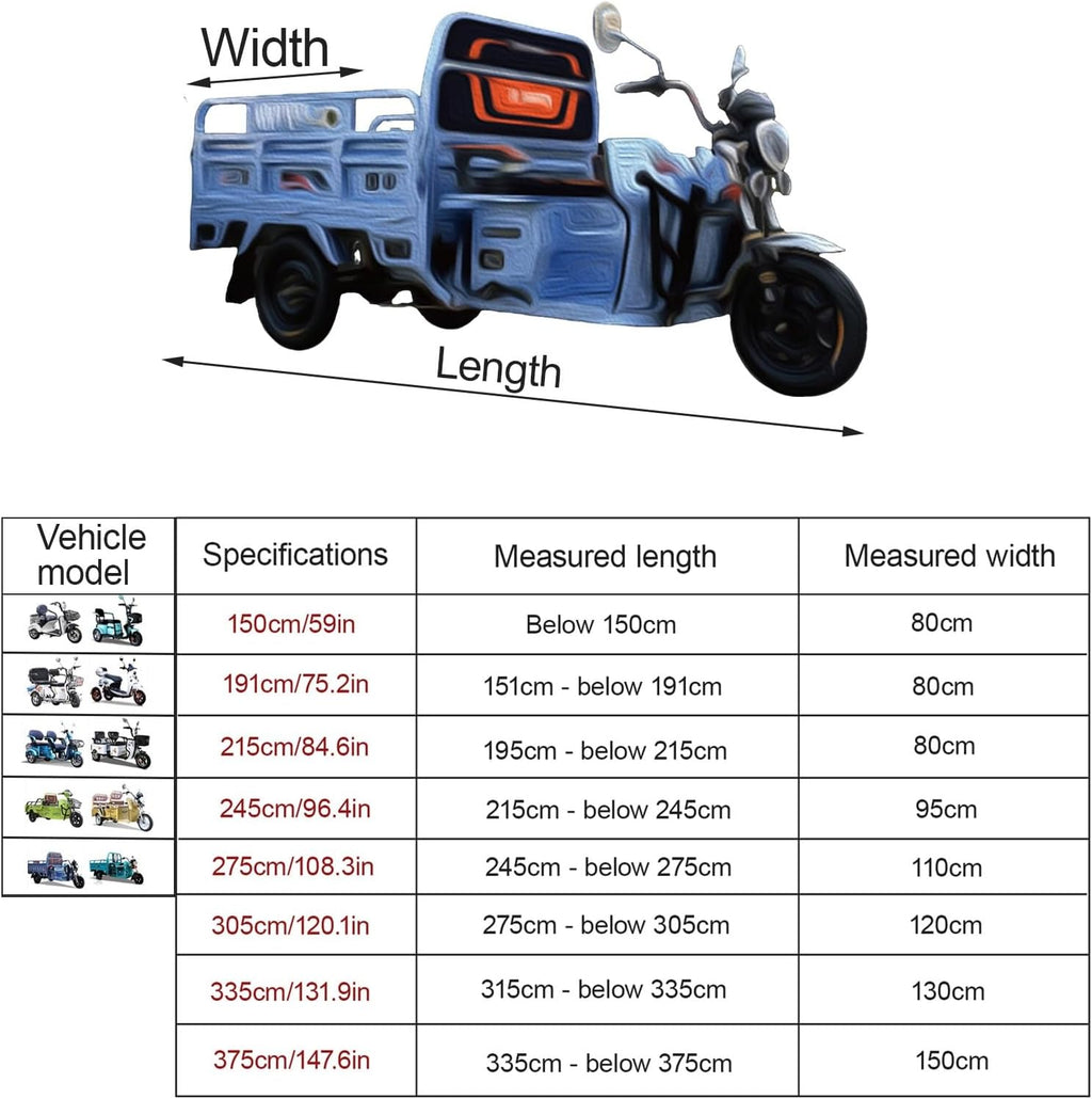 Adult Tricycle Cover Electric Tricycle Covers Tricycle Frame Canopy, Protect 3-Wheel Bike from Rain,Dust,Debris,and Sun, for Outdoor Riding(Gray)