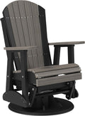 LuxCraft 2' Adirondack Outdoor Swivel Glider Chair, Patio Gliding Rocker, Swiveling Glider Rocking Chair for Outside (Coastal Gray & Black)